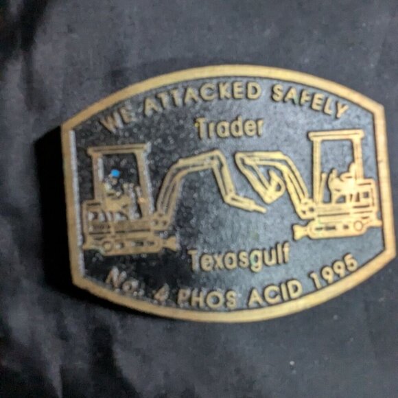 Vintage Dynabuckle Solid Brass Belt Buckle We Attacked Safely Texasgulf No. 4 Ph - Picture 2 of 7